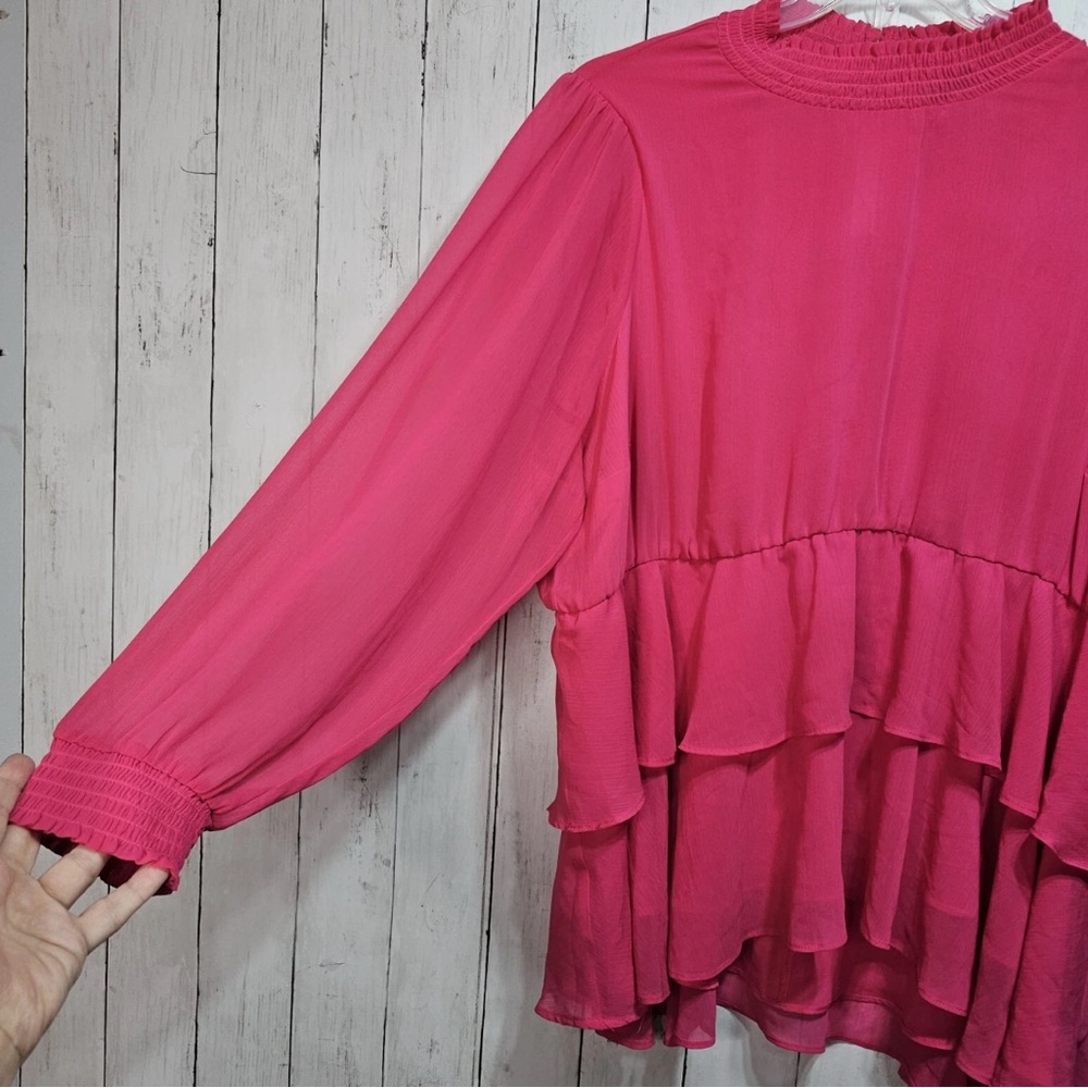 Torrid Pink Ruffle Blouse size 4 - Picture 4 of 6